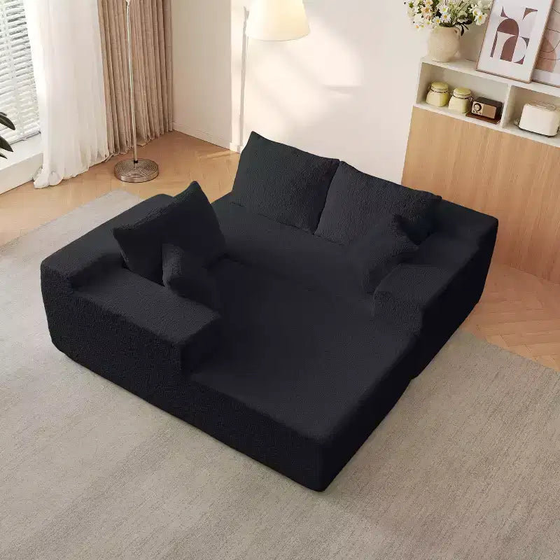 Canapé d'angle moderne GDFStudio Alaric de 263 cm en chenille avec 5 coussins