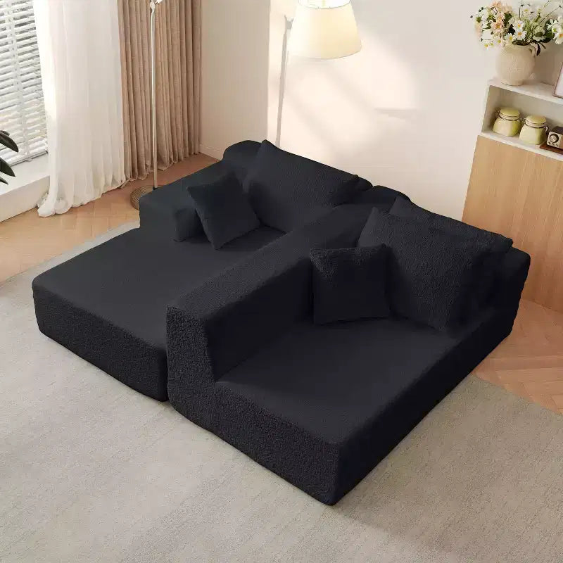 Canapé d'angle moderne GDFStudio Alaric de 263 cm en chenille avec 5 coussins