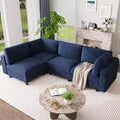 134 Blue Velvet L-Shaped Modular Sectional Sofa C 4-Seater Cloud Couch with High-Density Sponge for Living Room & Apartment