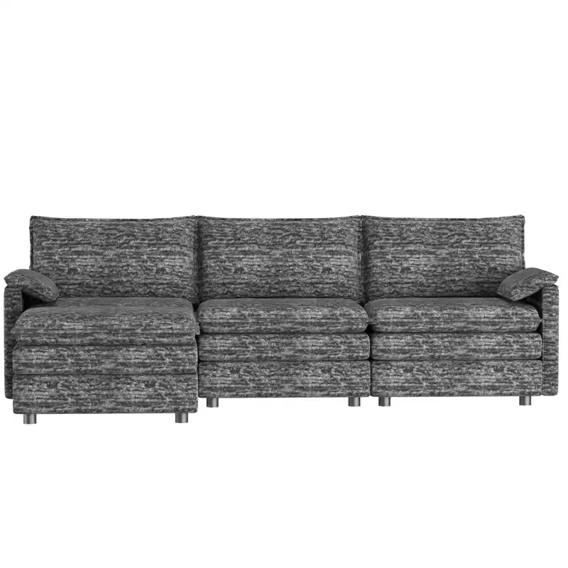 Canapé modulable XL 108 places en L avec ottomane pour salon/appartement