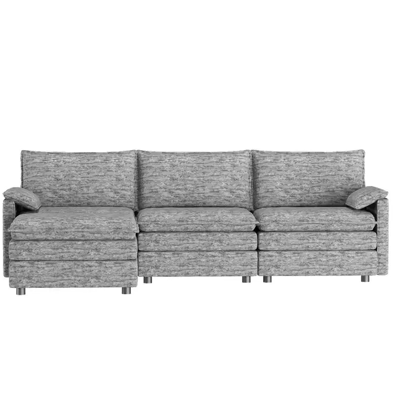 Canapé modulable XL 108 places en L avec ottomane pour salon/appartement