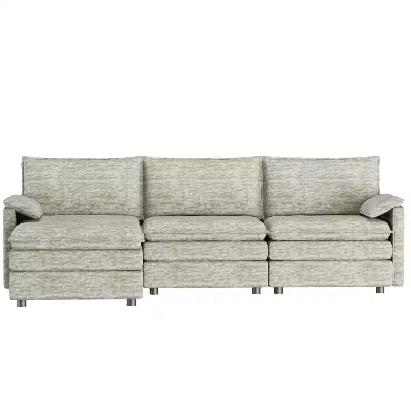 Canapé modulable XL 108 places en L avec ottomane pour salon/appartement