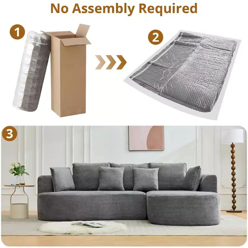 Canapé modulaire incurvé 106" – Chaise longue côté droit pour salon (aucun assemblage requis)