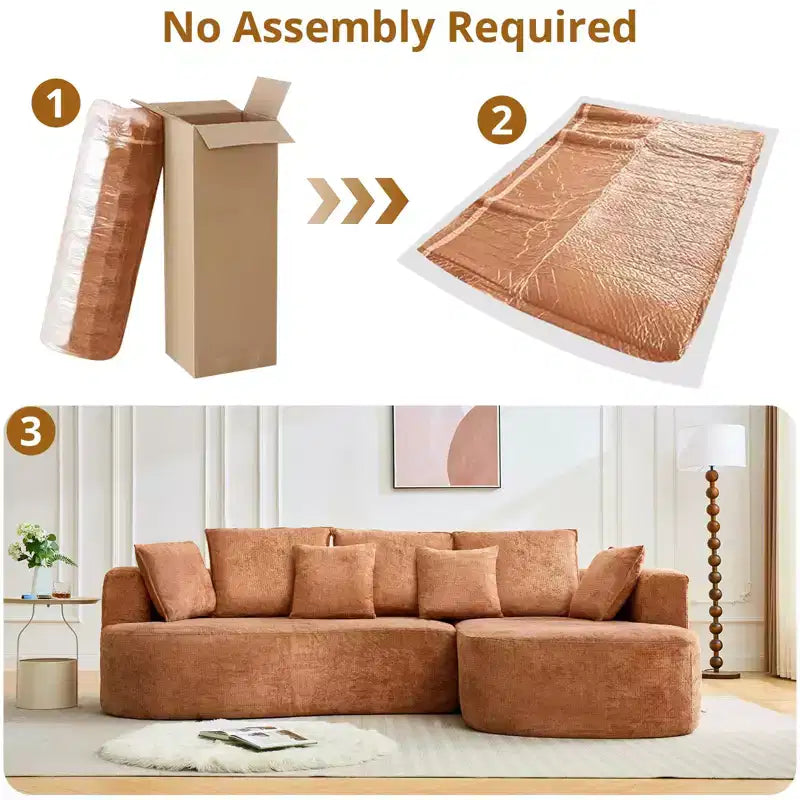 Canapé modulaire incurvé 106" – Chaise longue côté droit pour salon (aucun assemblage requis)