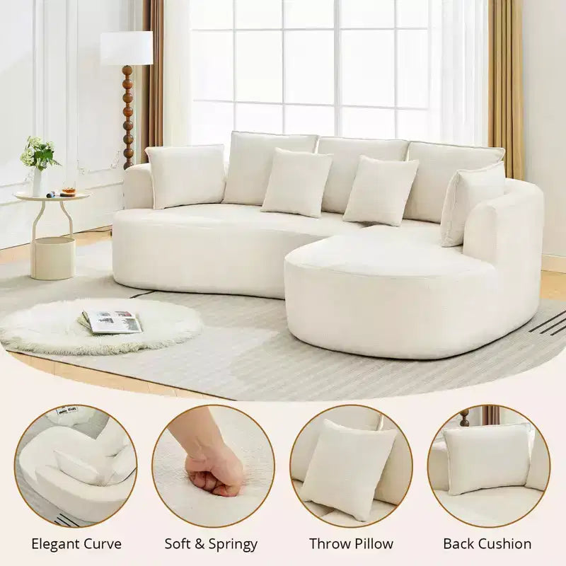 Canapé modulaire incurvé 106" – Chaise longue côté droit pour salon (aucun assemblage requis)