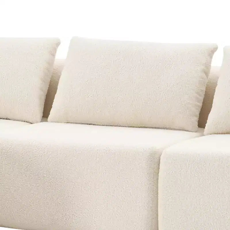 Canapé convertible 3 places Dovelina en tissu Teddy rembourré de mousse, canapé d'angle moderne et confortable avec coussins moelleux