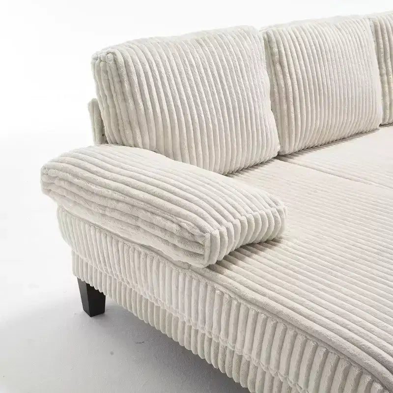 Homy Casa Canapé d'angle en velours côtelé en U avec double méridienne, canapé de salon 4 places, beige