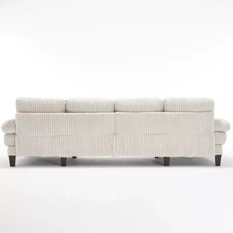 Homy Casa Canapé d'angle en velours côtelé en U avec double méridienne, canapé de salon 4 places, beige