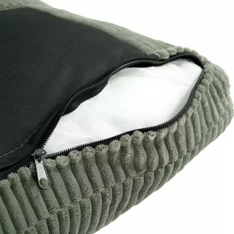 PexFix Canapé d'angle en velours 4 places avec méridienne et pouf en velours côtelé, canapé sectionnel moderne multifonctionnel pour appartement, salon, vert olive