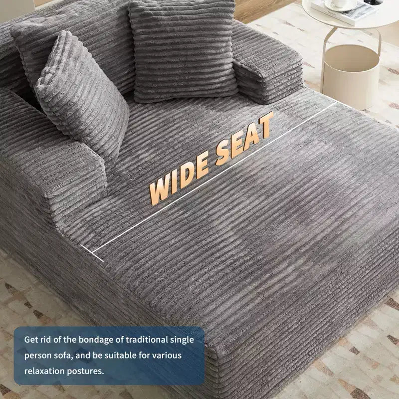 COZONY Chaise longue convertible surdimensionnée de 125 cm, Fauteuil/Canapé-lit Cloud en velours côtelé, Capacité de 180 kg