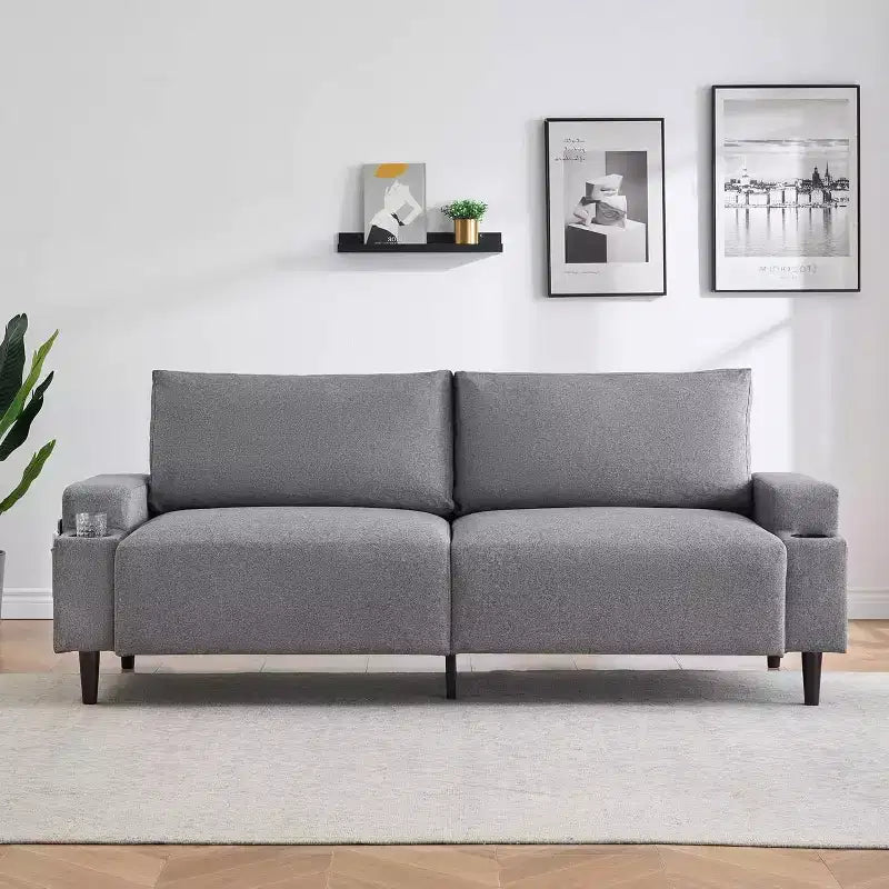 Canapé deux places Acekool 81 Comfort, 3 places avec porte-gobelets et poches de rangement, coussins profonds pour salon, chambre à coucher