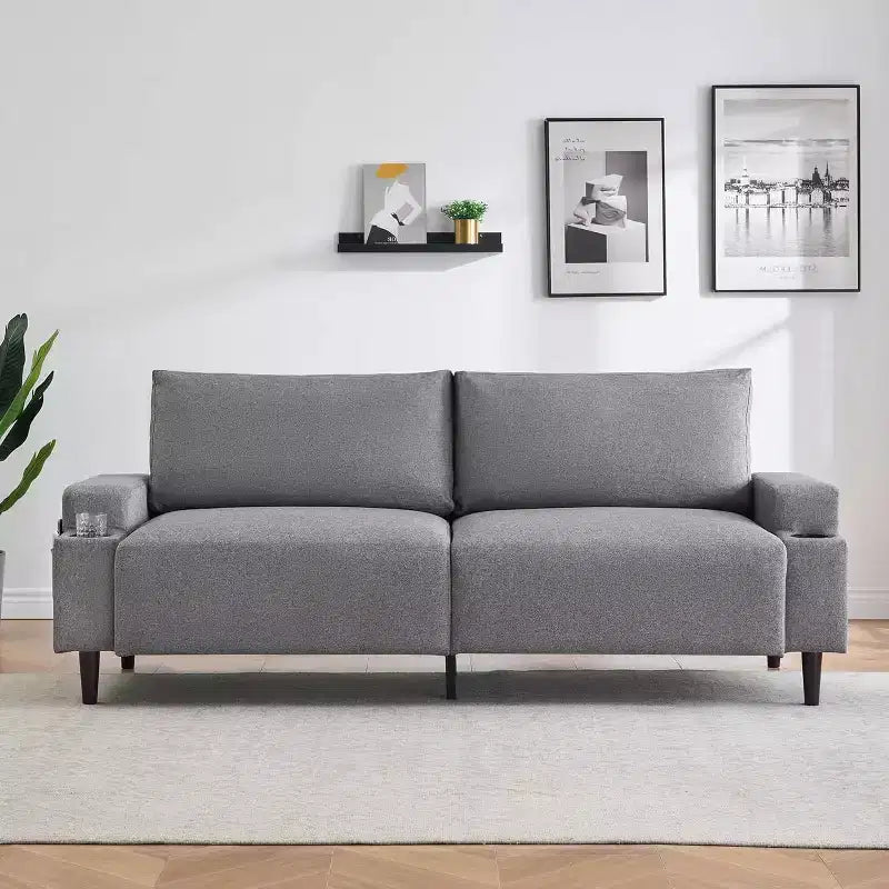 Canapé deux places Acekool 81 Comfort, 3 places avec porte-gobelets et poches de rangement, coussins profonds pour salon, chambre à coucher