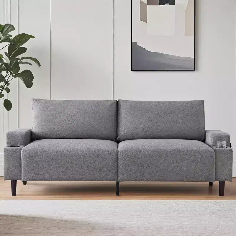 Canapé deux places Acekool 81 Comfort, 3 places avec porte-gobelets et poches de rangement, coussins profonds pour salon, chambre à coucher