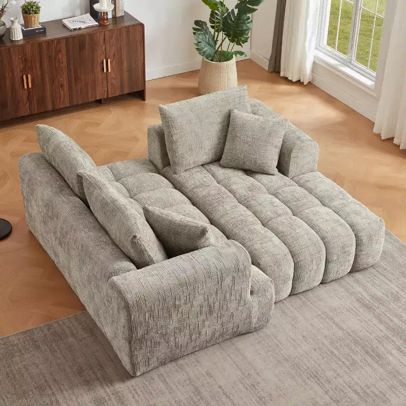 Canapé sectionnel Hahn Modern 108 en chenille de GDFStudio, design modulaire capitonné avec support de ressorts ensachés