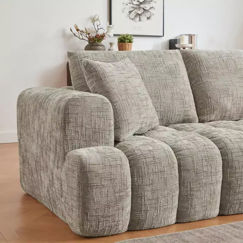 Canapé sectionnel Hahn Modern 108 en chenille de GDFStudio, design modulaire capitonné avec support de ressorts ensachés