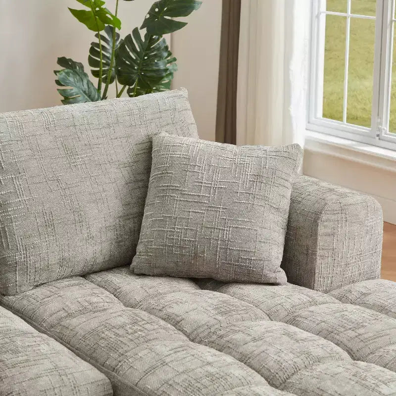Canapé sectionnel Hahn Modern 108 en chenille de GDFStudio, design modulaire capitonné avec support de ressorts ensachés