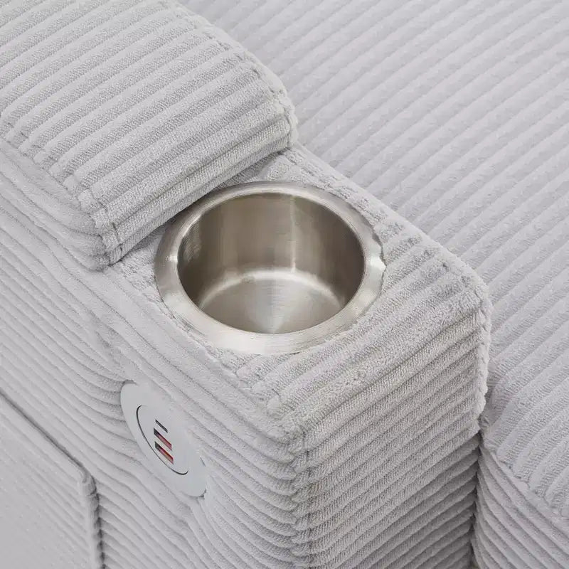 Canapé d'angle convertible en U Polibi avec méridiennes de rangement, ports USB, porte-gobelets et lit gigogne