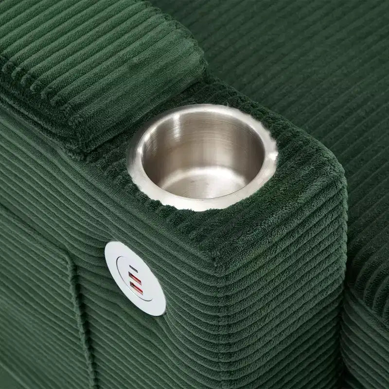 Canapé d'angle convertible en U Polibi avec méridiennes de rangement, ports USB, porte-gobelets et lit gigogne