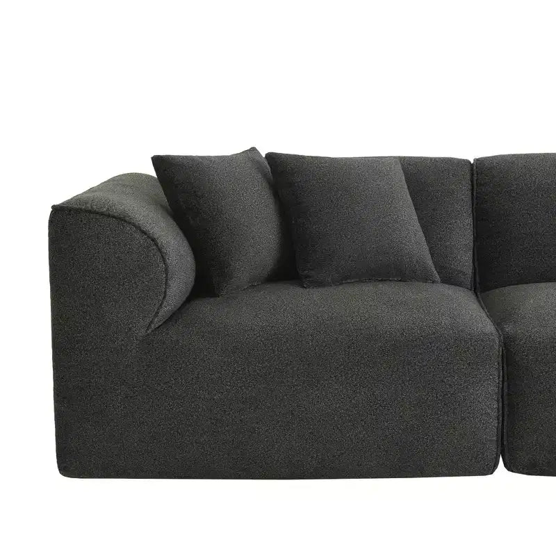 Clihome Ensemble de canapés 4 places de luxe en velours pour salon avec ottoman mobile, canapé moelleux