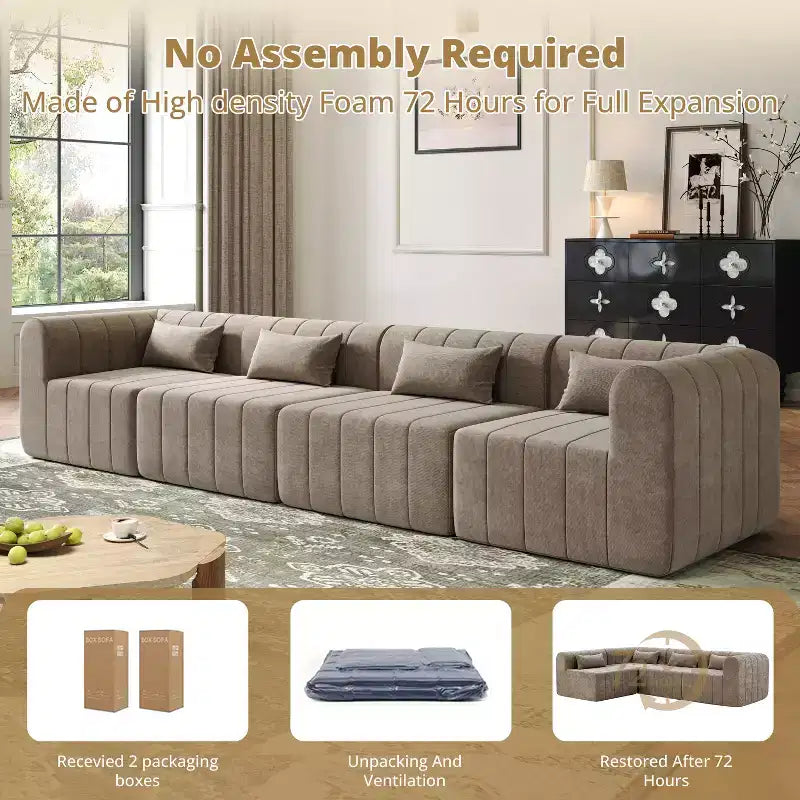 Christopher Knight Home Ahearn Canapé sectionnel modulable 4 pièces 145,5 po à compression complète