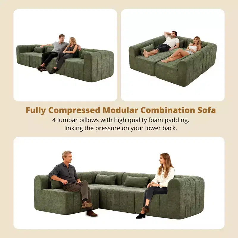 Christopher Knight Home Ahearn Canapé sectionnel modulable 4 pièces 145,5 po à compression complète