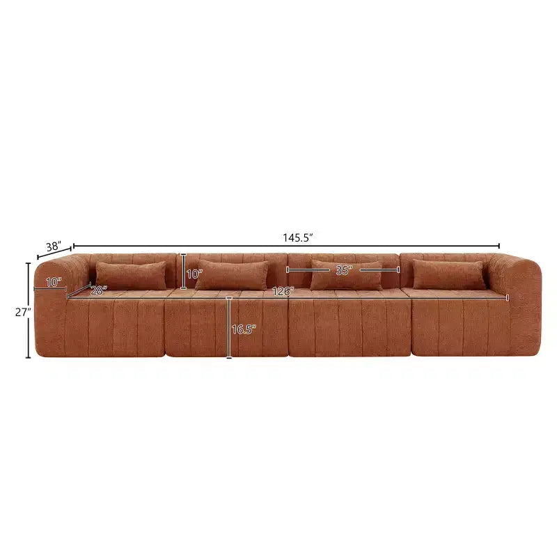 Christopher Knight Home Ahearn Canapé sectionnel modulable 4 pièces 145,5 po à compression complète