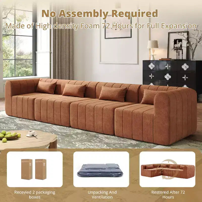 Christopher Knight Home Ahearn Canapé sectionnel modulable 4 pièces 145,5 po à compression complète