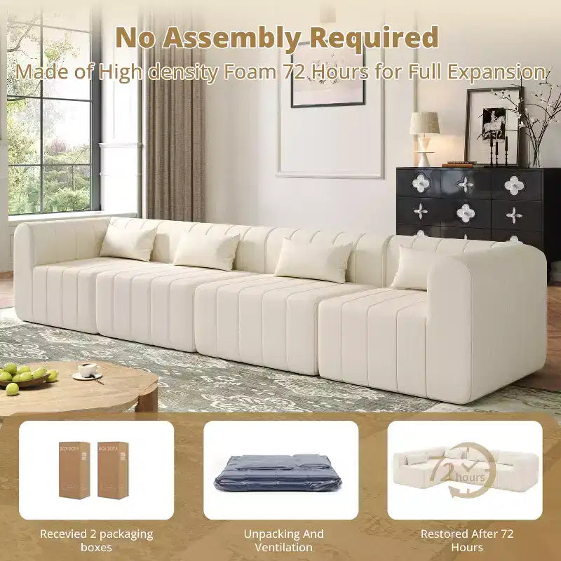 Christopher Knight Home Ahearn Canapé sectionnel modulable 4 pièces 145,5 po à compression complète