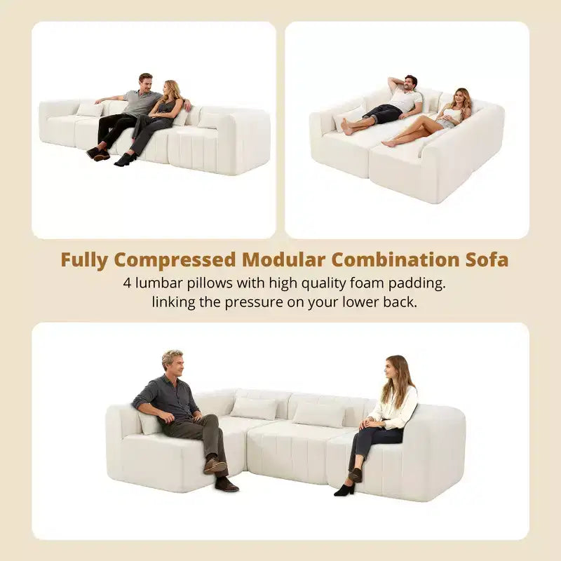 Christopher Knight Home Ahearn Canapé sectionnel modulable 4 pièces 145,5 po à compression complète