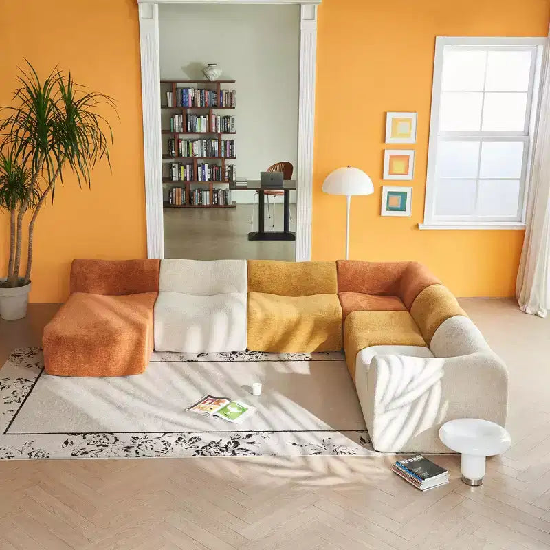GDFStudio Mirae 129.53'' Modern L-Shaped Velvet Upholstered Modular Sectional Sofa