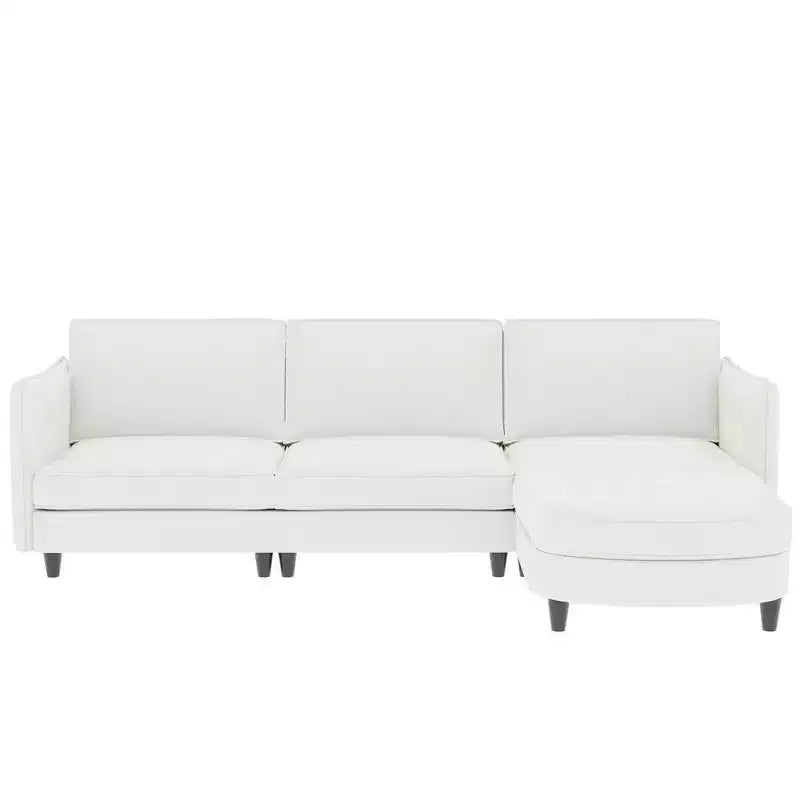 Homy Casa Canapé d'angle moderne en forme de L avec méridienne et coussins moelleux, pour salon ou appartement, beige