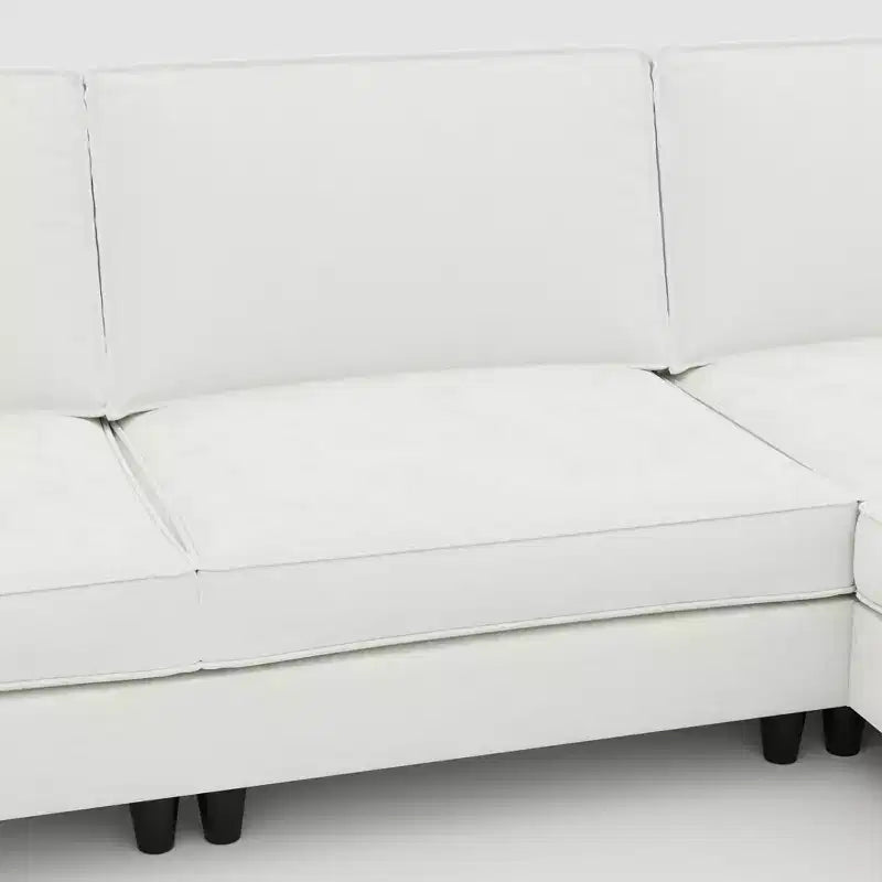 Homy Casa Canapé d'angle moderne en forme de L avec méridienne et coussins moelleux, pour salon ou appartement, beige