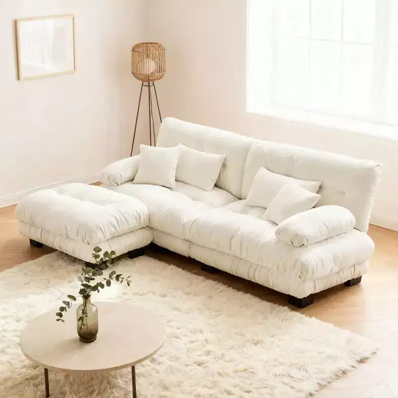Homy Casa Cloud - Canapé d'angle en L avec méridienne et coussins moelleux, pour salon ou salle familiale