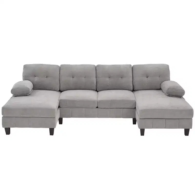 Homy Casa Canapé d'angle en U avec poches de rangement et oreillers d'accoudoir, canapé de salon moderne à 6 places, gris