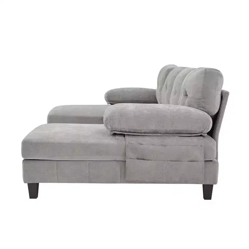Homy Casa Canapé d'angle en U avec poches de rangement et oreillers d'accoudoir, canapé de salon moderne à 6 places, gris