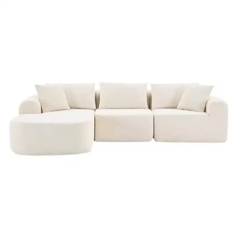 PexFix 104 Grand canapé modulaire sectionnel avec méridienne en forme de L, canapés nuages rembourrés modernes avec oreillers décoratifs pour salon chambre beige
