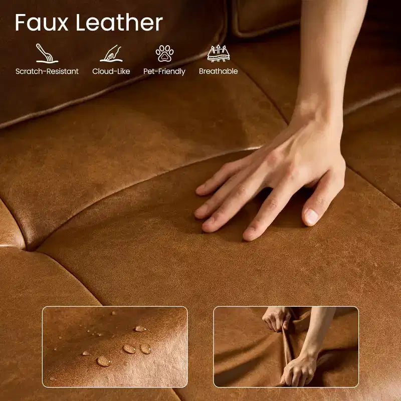 Canapé d'angle modulable HOMLUX avec méridienne réversible gauche/droite, livraison rapide en cuir synthétique ou 4 tissus irisés : aucun montage requis, mousse haute densité et ressorts ensachés