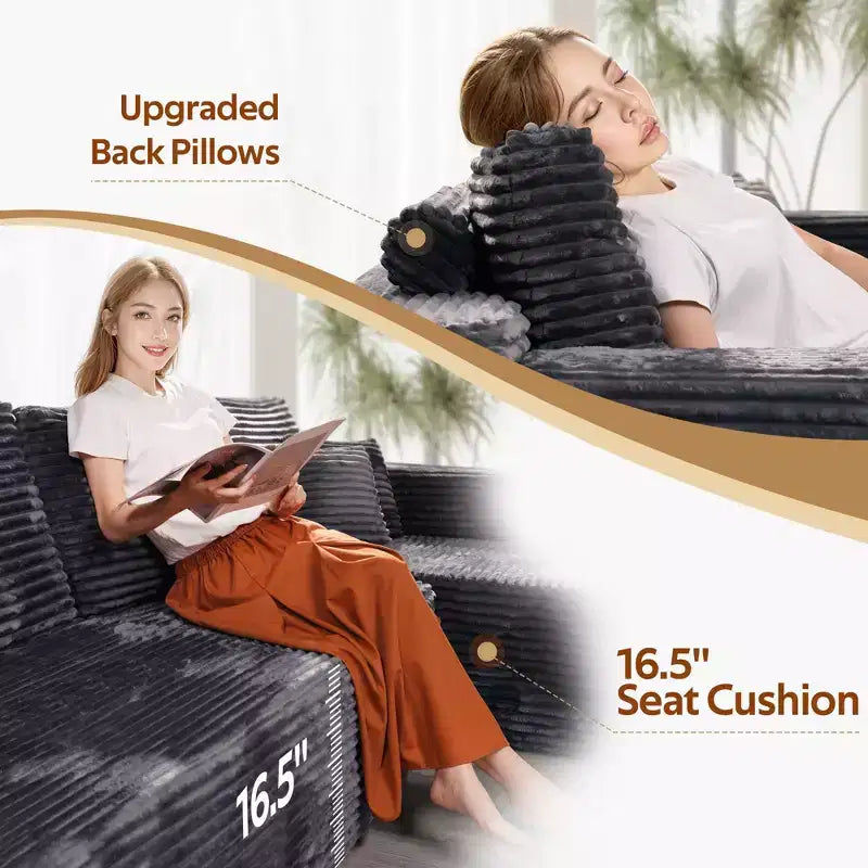Canapé d'angle modulable HOMLUX, Canapé rembourré en forme de U, Canapés modernes et minimalistes pour salon, Canapé d'angle à assise profonde combinable à volonté