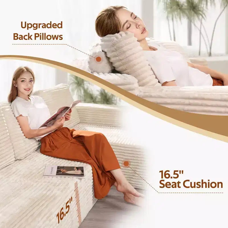 Canapé d'angle modulable HOMLUX, Canapé rembourré en forme de U, Canapés modernes et minimalistes pour salon, Canapé d'angle à assise profonde combinable à volonté