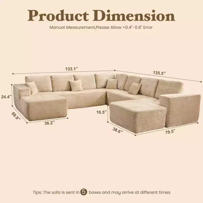 Canapé modulable en forme de U HOMLUX, 27 places assises, canapé moderne et minimaliste pour salon, style 4