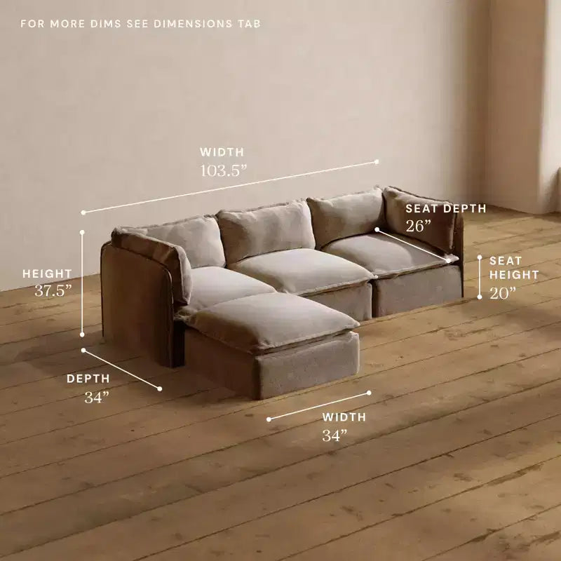 Canapé d'angle modulable 3 places lavable brume | Assise Memorix+ | Oreiller profilé