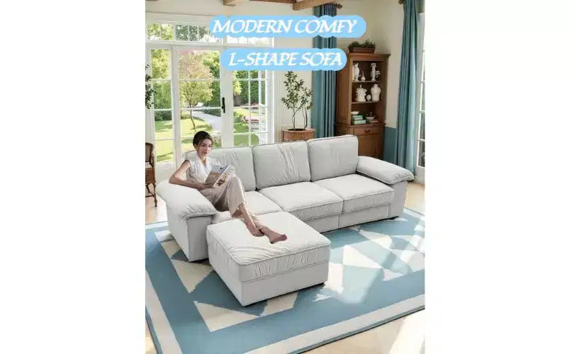 Canapé d'angle modulable moderne en velours Cleo 105,5 po à 4 places GDFStudio