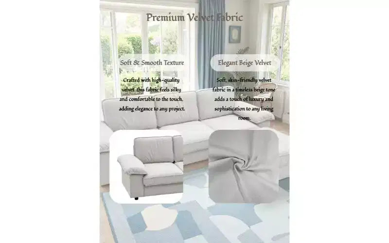 Canapé d'angle modulable moderne en velours Cleo 105,5 po à 4 places GDFStudio