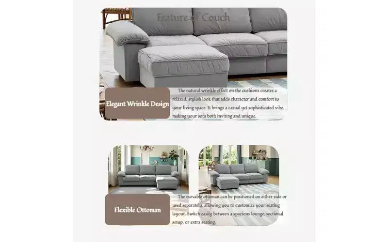 Canapé d'angle modulable moderne en velours Cleo 105,5 po à 4 places GDFStudio