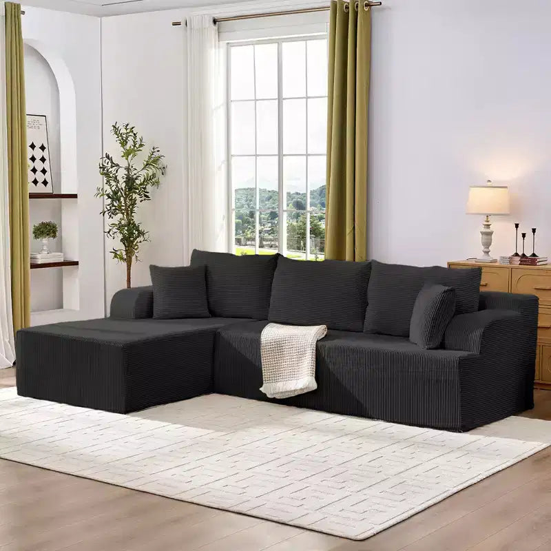 Mjkone Canapés modulaires sectionnels 2 pièces à combinaison libre avec siège profond, canapé d'angle en velours côtelé avec méridienne