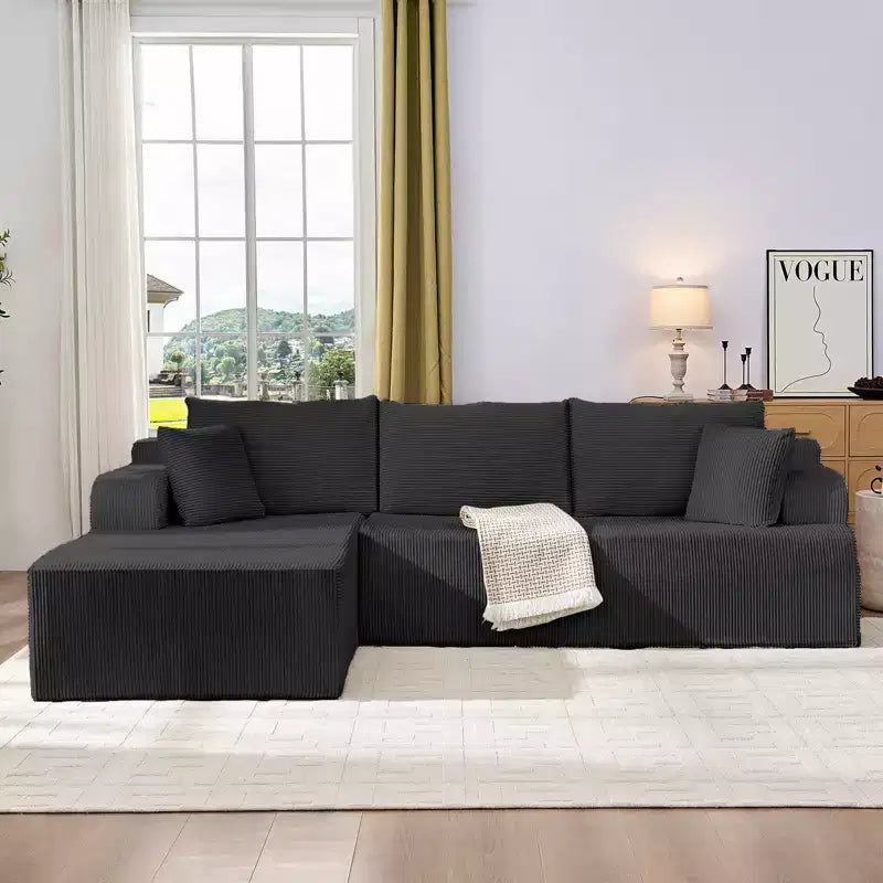 Mjkone Canapés modulaires sectionnels 2 pièces à combinaison libre avec siège profond, canapé d'angle en velours côtelé avec méridienne