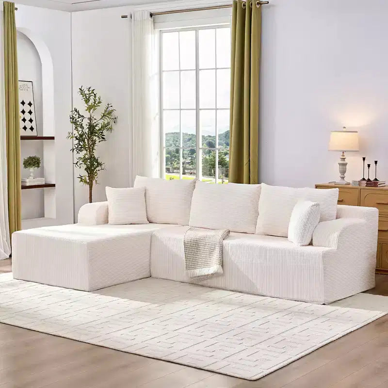 Mjkone Canapés modulaires sectionnels 2 pièces à combinaison libre avec siège profond, canapé d'angle en velours côtelé avec méridienne
