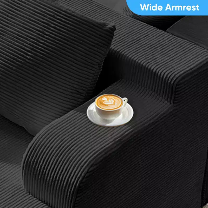 Mjkone Canapés modulaires sectionnels 2 pièces à combinaison libre avec siège profond, canapé d'angle en velours côtelé avec méridienne