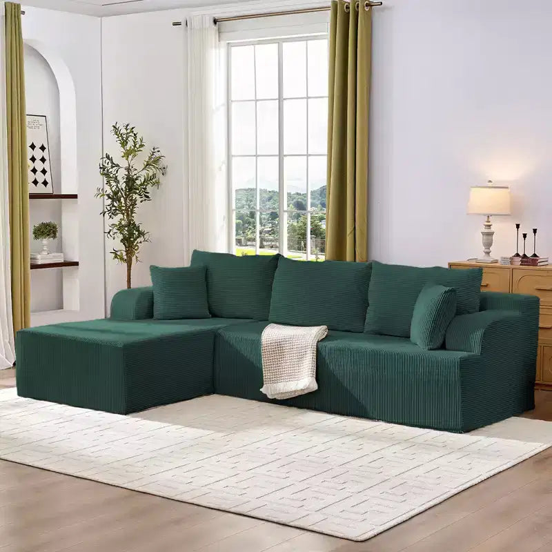 Mjkone Canapés modulaires sectionnels 2 pièces à combinaison libre avec siège profond, canapé d'angle en velours côtelé avec méridienne