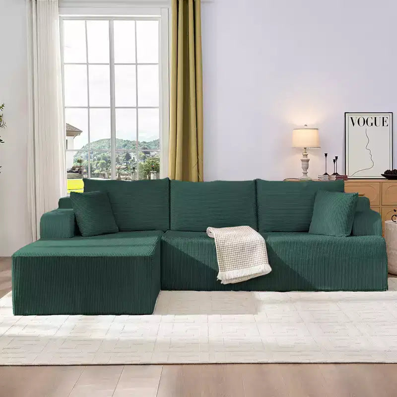 Mjkone Canapés modulaires sectionnels 2 pièces à combinaison libre avec siège profond, canapé d'angle en velours côtelé avec méridienne